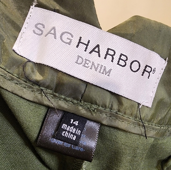 SAG HARBOR Olive Green Women's Cotton Short size 14 - Picture 4 of 9
